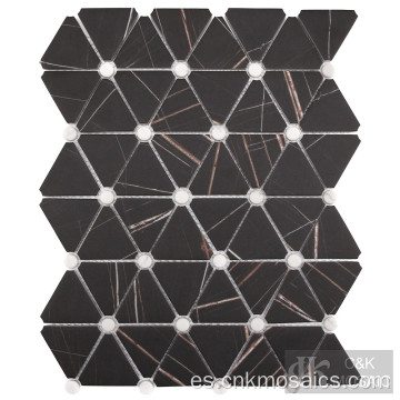 Triángulo Sahara Mosaico de vidrio de mármol negro